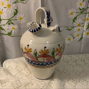 Vintage Italian large hand painted oil vessel